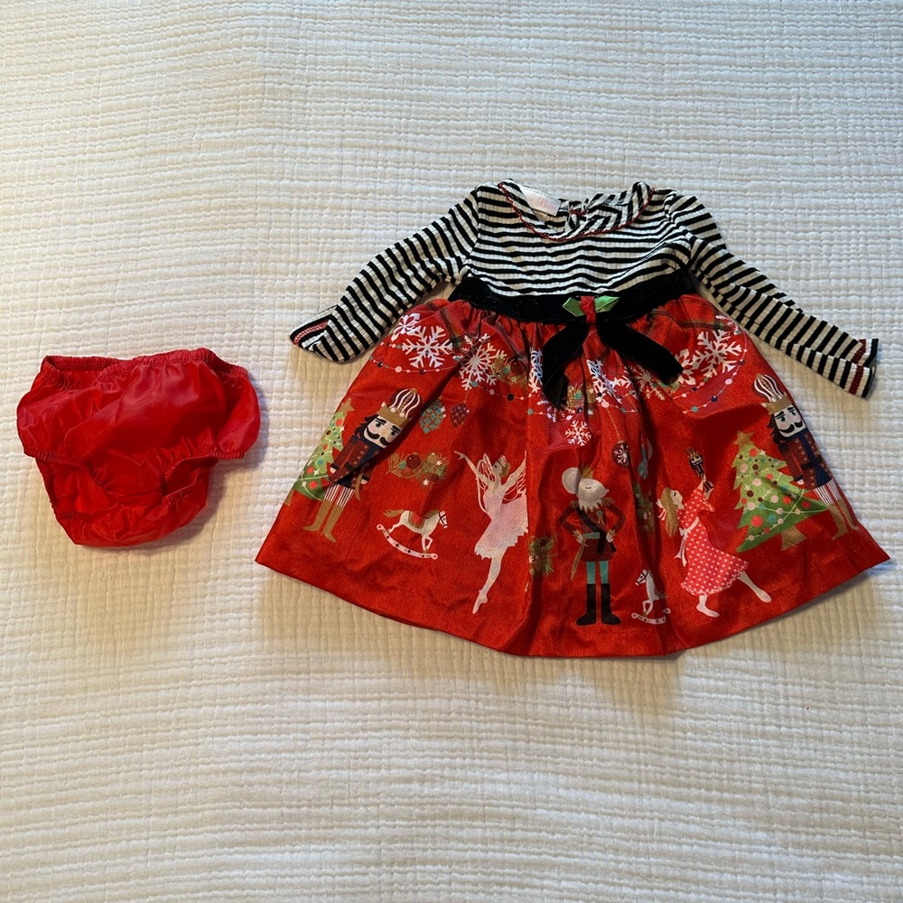 Bonnie Baby Christmas Dress with Bloomers